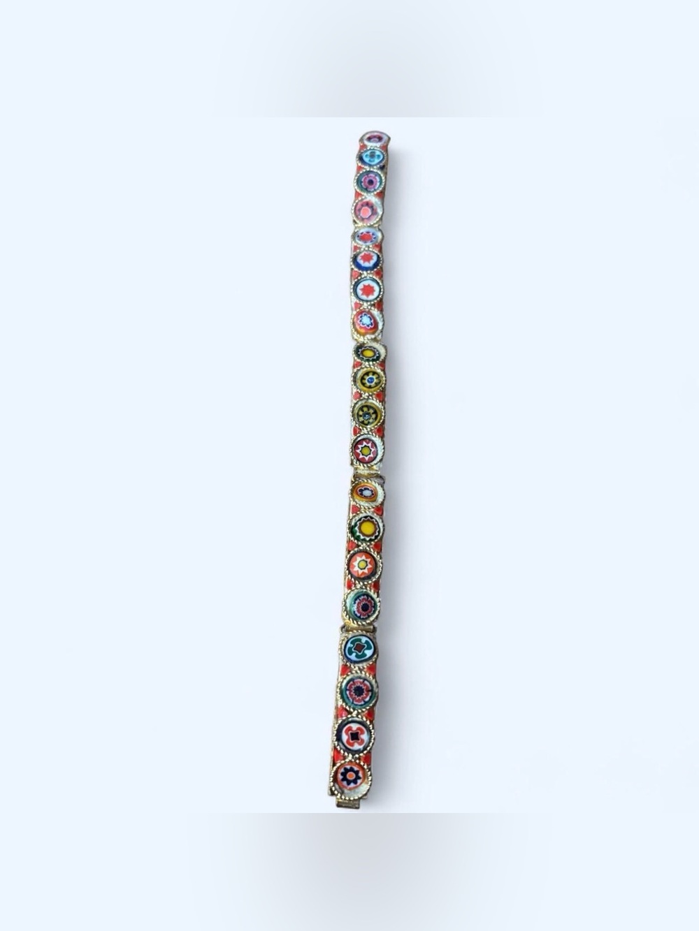 VTG Mid Century Italian Micro Mosaic Bracelet Gold Tone Multicolor Floral 19 cm - Picture 3 of 7